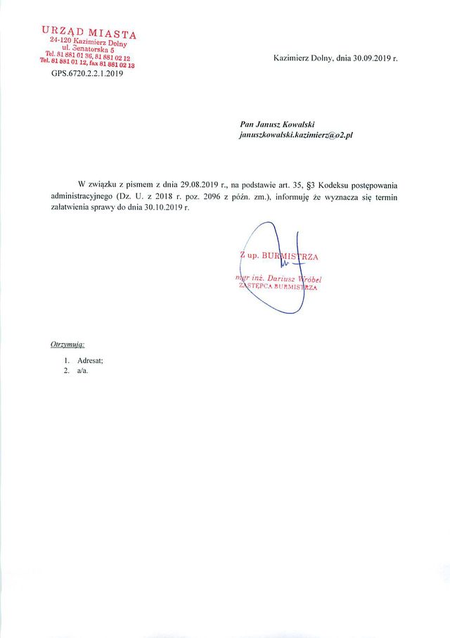 dotyczy pisam z dnia 29.08.2019 r. 1 01