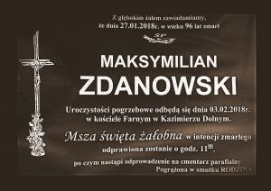 Zmarł Maksymilian Zdanowski
