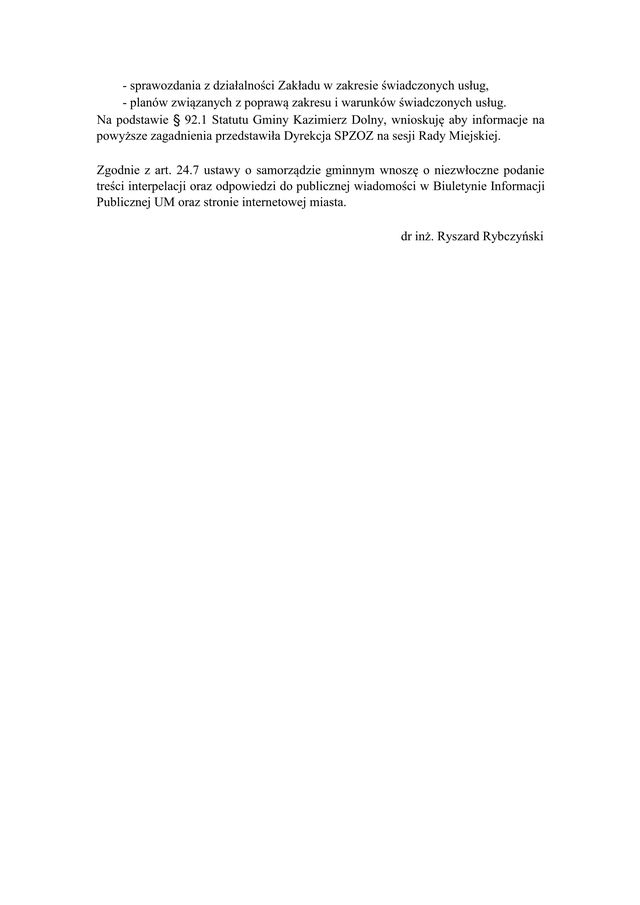 Interpelacja w spr. ZOZ 02