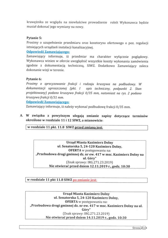 Odpowiedzi na pytania zmiana SIWZ zmiana terminu skladania ofert 07.11.2019r. 02