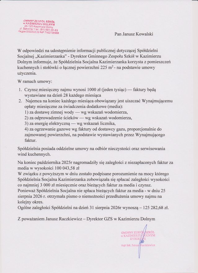 Odpowiedź na udostępnienie informacji 1