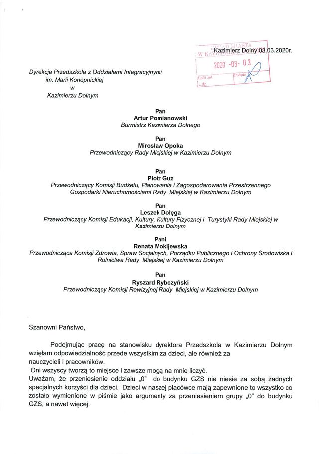 Pismo Dyrektora Przedszkola 01