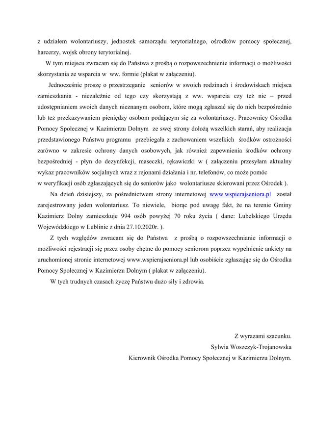 Rada Miejska w Kazimierzu Dolnym pismo 02