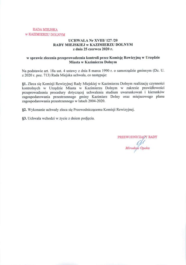 Uchwala Nr XVIII 127 20 01