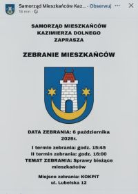 Zebranie mieszkańc&oacute;w Kazimierza już we wtorek.