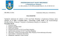 Zaproszenie na obrady XXI sesji Rady Miejskiej w Kazimierzu Dolnym