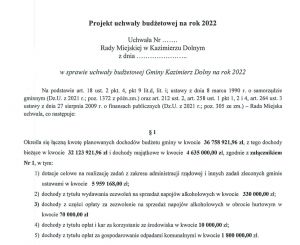Projekt budżetu Gminy Kazimierz na  2022 R
