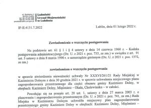 Wojewoda zabrał głos w sprawie Planu...dla Kazimierza