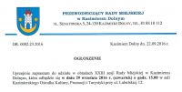 Zaproszenie na obrady XXIII sesji Rady Miejskiej w Kazimierzu Dolnym