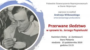 Wykład na temat morderstwa bł. ks. Jerzego Popiełuszki