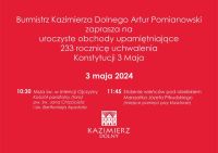 Zaproszenie na uroczystości Trzeciomajowe w Kazimierzu Dolnym