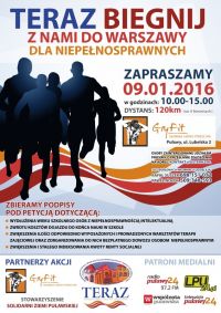 Teraz biegnij z nami  do Warszawy dla niepełnosprawnych.